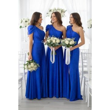 Set 4x Rochie de seara VelaNORA, cu micro-cristale, Albastru Royal, Marime S/M
