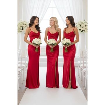 Set 5 bucati Rochie lunga cu corset, Astoria, Rosu, Marime S/M