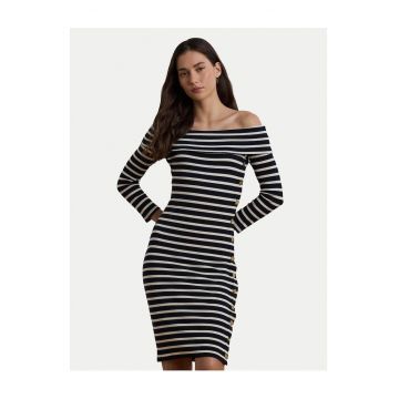 Rochie  bleumarin - dungi albe