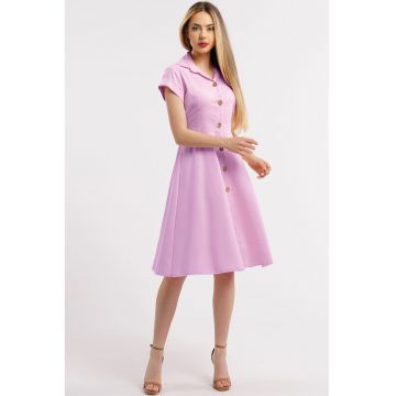 Rochie-camasa evazata din in - Lila