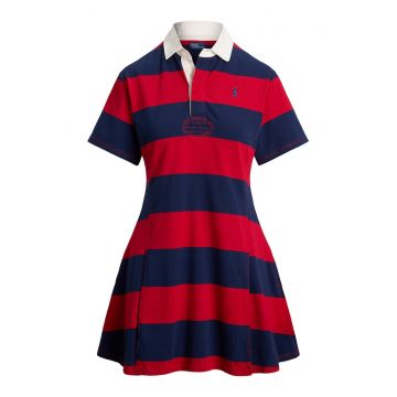 Rochie casual dama  rosu - bleumarin - fabrica de calitate