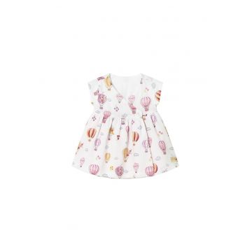Rochie casual fete -  alb - roz - bumbac - set