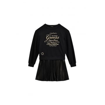 Rochie casual fete -  neagra - 62% viscoza - 34% poliamida - 4% elastan -