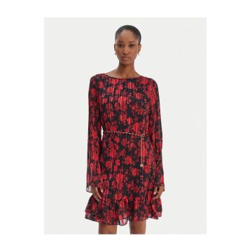 Rochie casual -  floral - negru - poliester