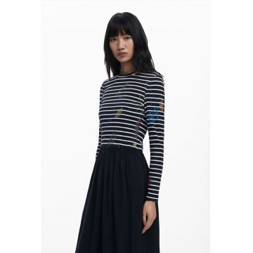 Rochie cu model 2 in 1 si dungi - Rosu/Negru/Alb murdar