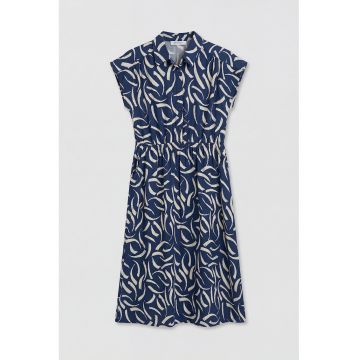 Rochie cu model si guler - Bleumarin