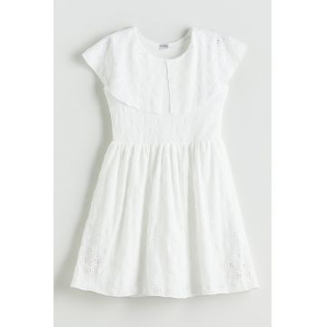 Rochie de bumbac cu bfroderie Sangallo - Alb optic