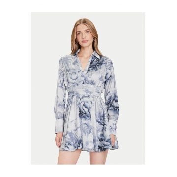 Rochie de cocktail dama  albastru/ alb - material de calitate