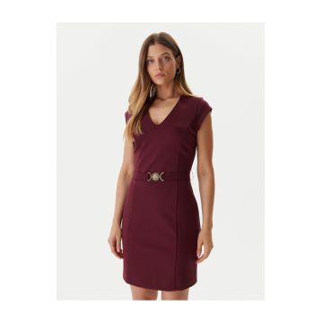 Rochie de cocktail dama  rosu inchis - material usor - model elegant