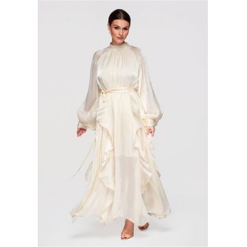 Rochie de seara maxi  LA-OM-DLR301 - Alb murdar