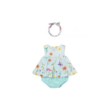Rochie de vara -  bumbac - verde - pentru fete