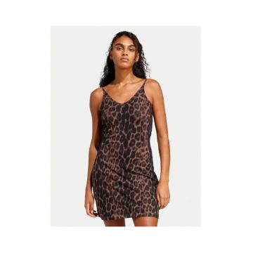 Rochie de zi -  bumbac - maro - 90% bumbac - 10% elastan -