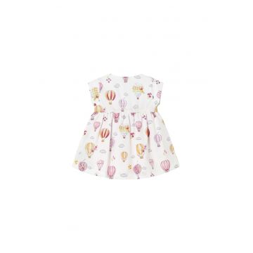 Rochie de zi Fete -  Alb - Roz - bumbac