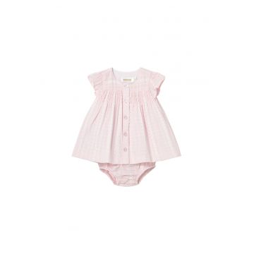 Rochie de zi Fete -  bumbac - roz - sistem inchidere cu nasturi - Roz