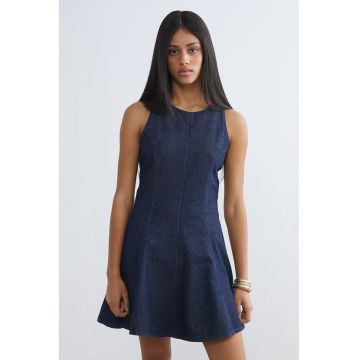 Rochie din denim - fara maneci - Bleumarin