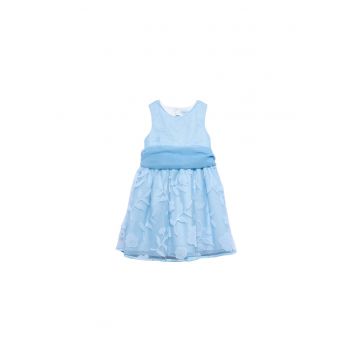 Rochie fete -  albastru - fermoar - 70% poliester - 29% poliamida - 1% fibra metalica - 80% poliester - 20% bumbac