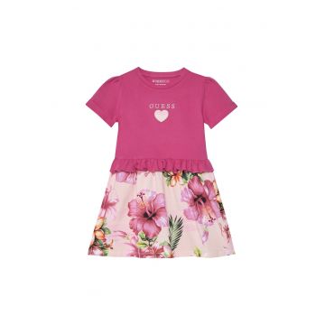 Rochie fete -  bumbac - roz - 95% bumbac - Roz