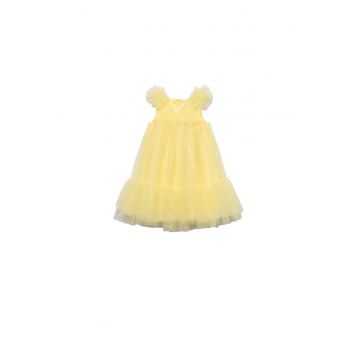 Rochie fete -  galben - fermoar - poliamida