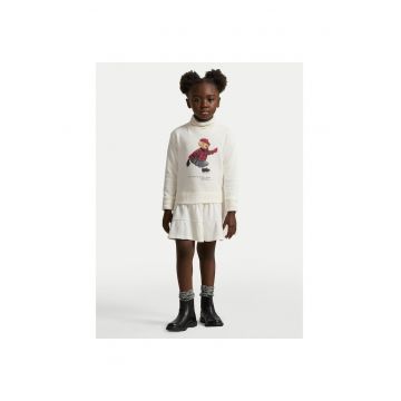 Rochie fete in stil hanorac -  crem -