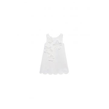 Rochie fete -  poliester - alb - fermoar