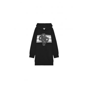 Rochie-hanorac cu gluga si logo din strasuri pe piept