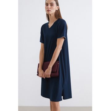 Rochie lejera cu decolteu in V - Bleumarin