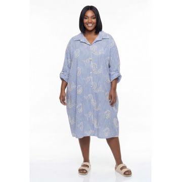 Rochie  M1299 - albastra - croiala lejera - maneca 3/4 - bumbac cu viscoza