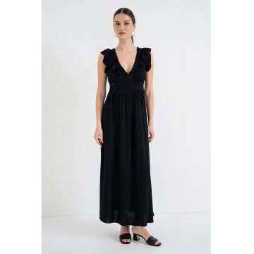 Rochie maxi cu decolteu in V Easy - Negru