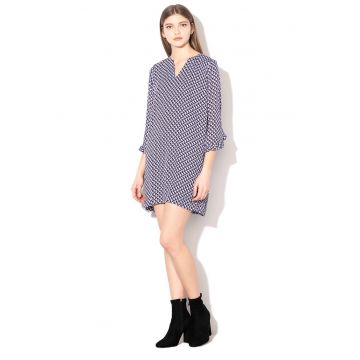 Rochie mini cu mansete evazate Lala - Alb/Violet/Albastru lavanda