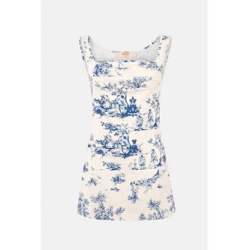 Rochie mini -  Poliester/Elastan - Alb/Albastru