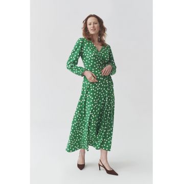 Rochie petrecuta cu buline - Alb/Verde