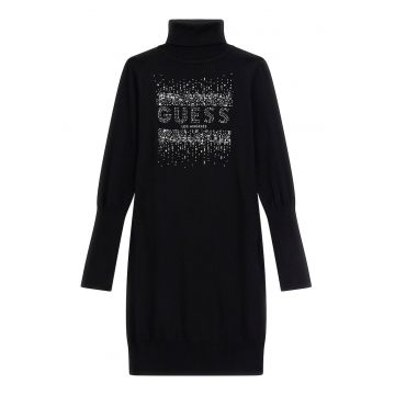 Rochie tricotata cu guler inalt - Negru/Argintiu