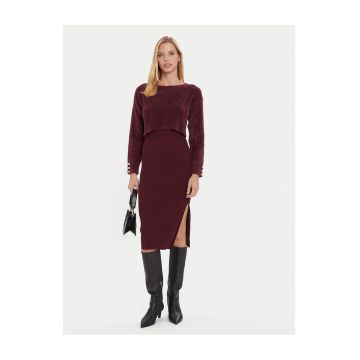 Rochie tricotata dama  bordo - fabricata din material de calitate