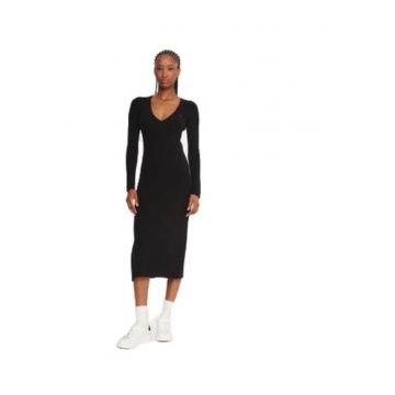 Rochie tricotata dama -  material sintetic - negru -