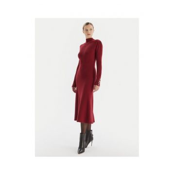 Rochie tricotata de dama -  bordeaux - 50% viscoza - 28% poliester - 22% nailon - Visiniu
