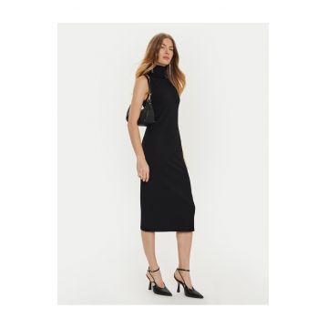 Rochie tricotata de dama  negru - lunga