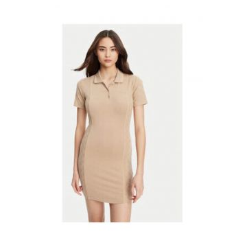 Rochie tricotata din amestec de viscoza cu guler polo
