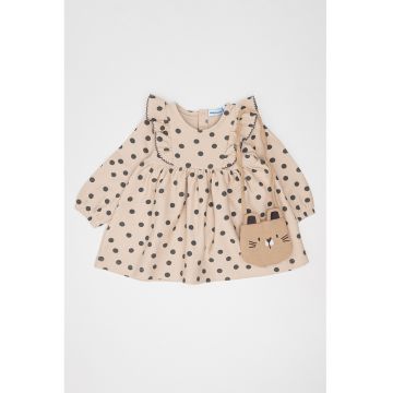 Set de rochie evazata si geanta crossbody - Bej/Gri carbune