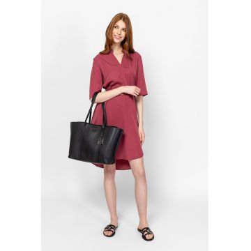 Rochie asimetrica cu decolteu in V Voncil - Rosu stins