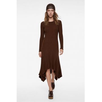 Rochie asimetrica striata - Maro pamantiu