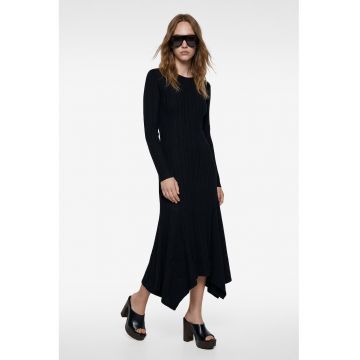 Rochie asimetrica striata - Negru
