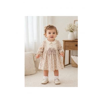 Rochie bebe fetita eleganta florala cu guler si fundita