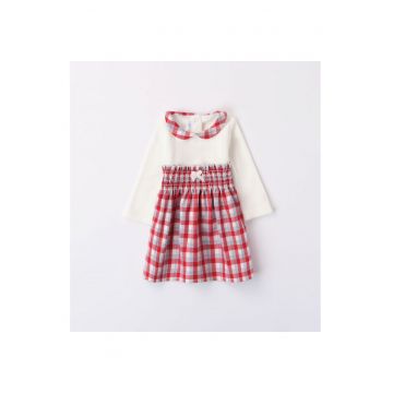 Rochie bicolora pentru bebe fetite -  3.7742TI23 - Rosu/Alb/Gri