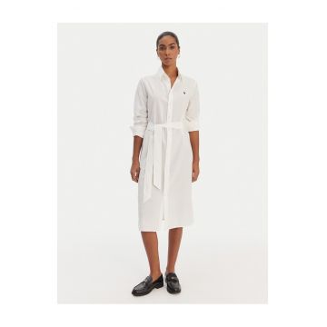 Rochie camasa -  bumbac - alb - nasturi