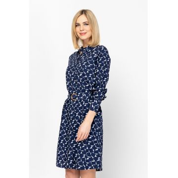 Rochie-camasa cu o curea in talie Varonna - Bleumarin