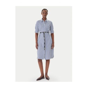 Rochie camasa Dama -  bleumarin - dungi - 69% bumbac