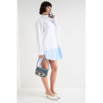 Rochie-camasa lejera din bumbac - Alb/Albastru deschis
