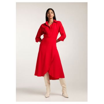 Rochie-camasa midi cu croiala asimetrica Yemen - Rosu