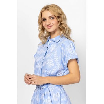 Rochie-camasa midi cu model Voxim - Alb/Albastru deschis