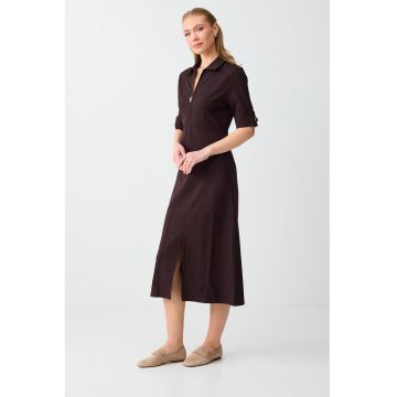 Rochie-camasa midi - Maro inchis